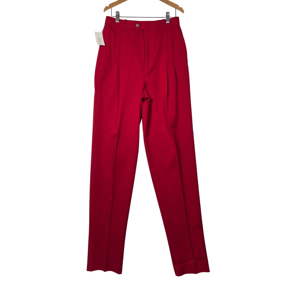 Vintage Barry Bricken Womens 10 Red Wool Pants NWT USA Unhemmed Deadstock